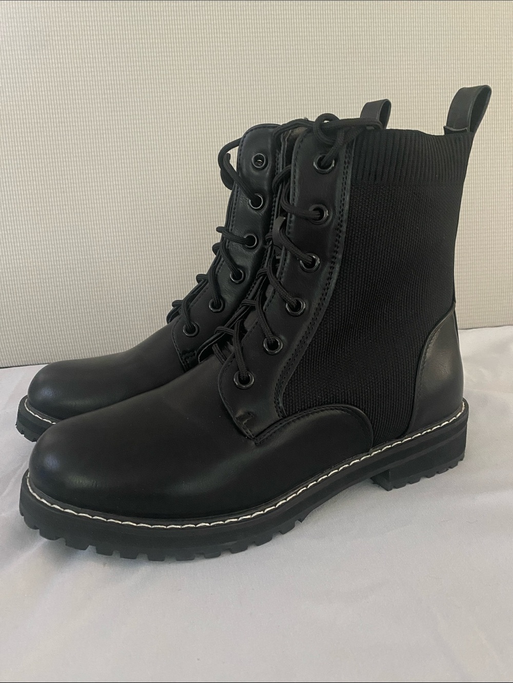 Seven7 Black Lace-Up Combat Ankle Boots